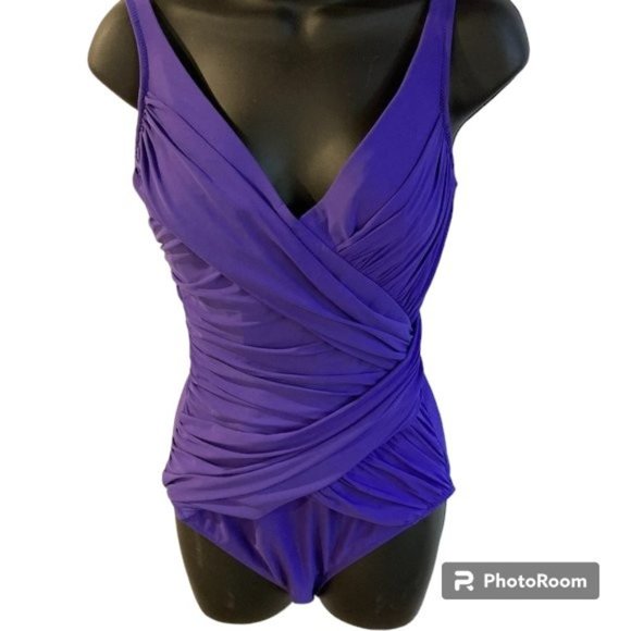 Gottex Purple Surplice Swimsuit  SZ US12 - Picture 1 of 5